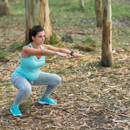 Pregnant woman doing pelvic floor exercises in Markham