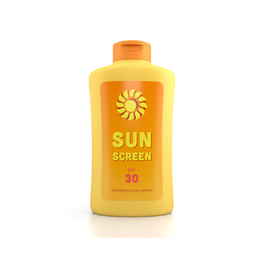 Close-up of sunscreen label showing "Broad Spectrum SPF 30+"